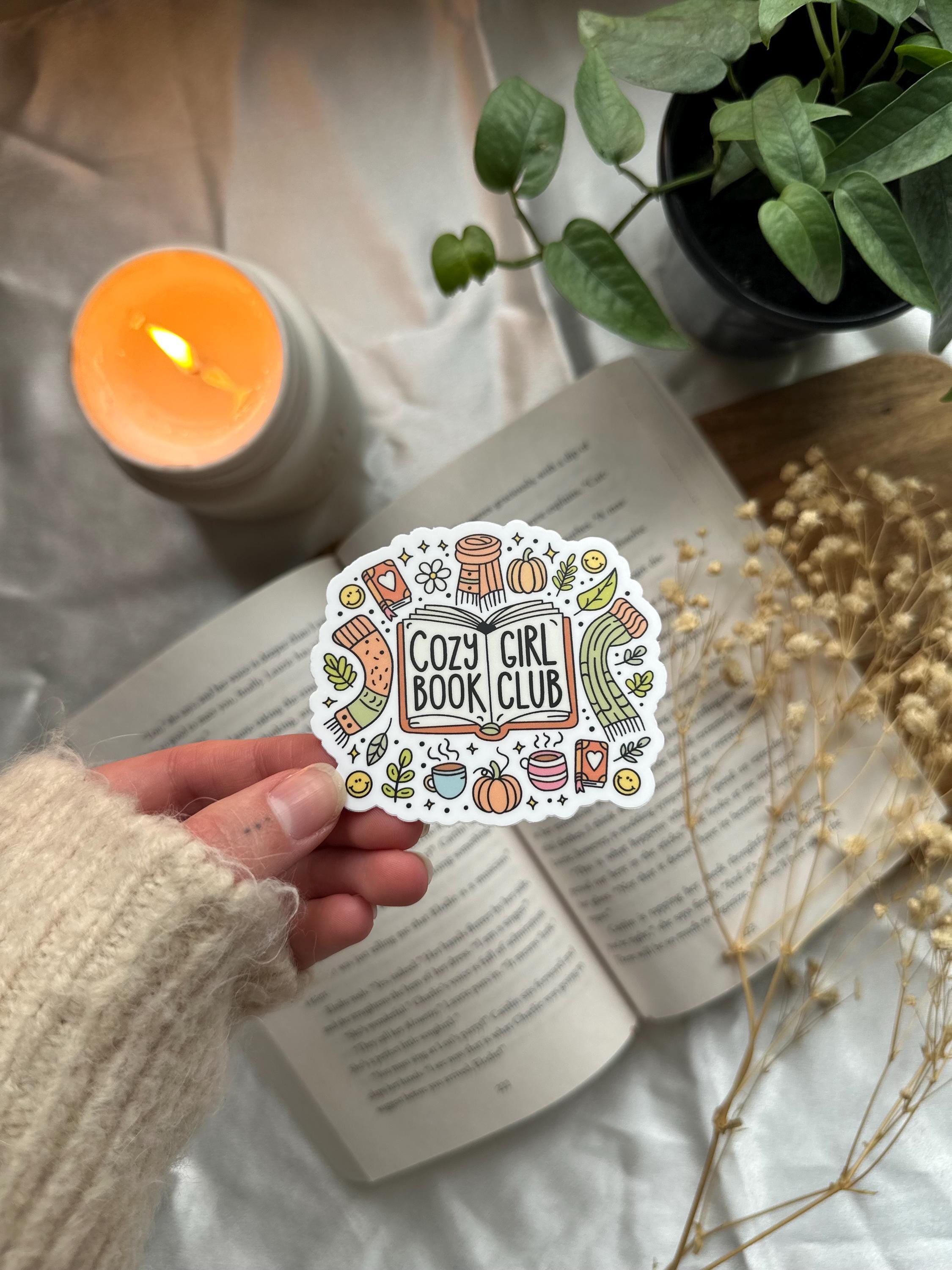 Cozy Girl Book Club Vinyl Sticker, Autumn Sticker for Kindles, Kobos ...