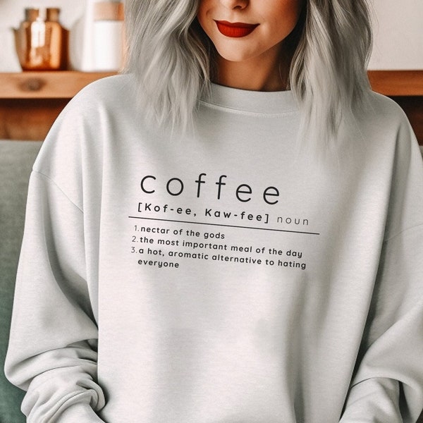 Coffee Lover Sweatshirt, Coffee Minimalist T-Shirt, Ladies Womens Hipster Cute Top Fashion Tee Barista Sweater, Gift For Her, Weather Fall
