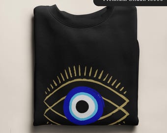 Minimalist Evil Eye Sweatshirt: Unisex Mystic Apparel