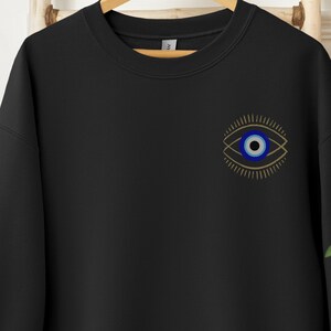 Bluza z kapturem Evil Eye, Sweter na szczęście, Turecka bluza z kapturem Evil Eye, Prezent dla mamy i siostry na uważność, Odzież wellness