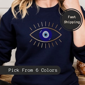 Bluza z kapturem Evil Eye, Tureckie złe oko, Koszulka Evil Eye, Koszulka Evil Eye, Bluza Santorini, Mykonos, Bluza Witch, Mistyczna bluza