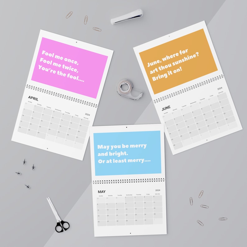 Sarcastic 2024 Wall Calendar, Fun Calendar for Your Wall. Keep Abreast