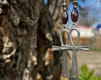 Silver Ankh Earrings | Egyptian Ankh Jewelry | Handcrafted Earrings