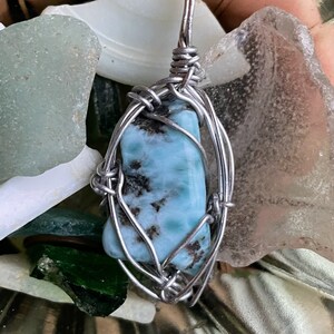 Larimar Reiki-Charged wire wrap