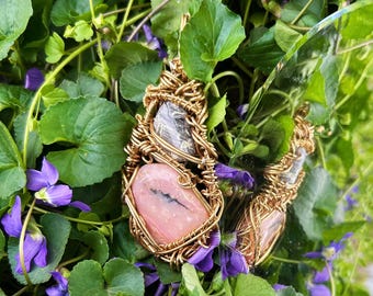 Pink Opal & Silverleaf Jasper Pendant