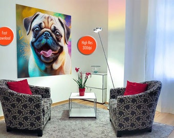 Dog Printable Graphic Color Pug Happy Face