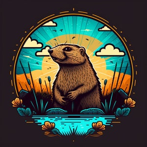 Groundhog Stained Glass Digital Art