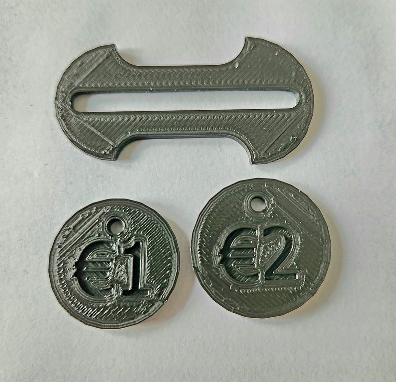 1 & 2 Euro Shopping Cart key Removable image 2