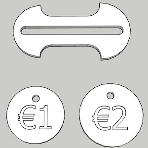 1 & 2 Euro Shopping Cart key Removable image 1