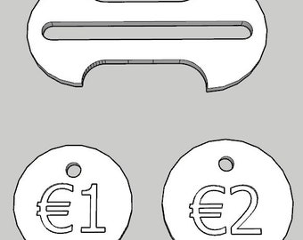 Llave del carrito de la compra de 1 y 2 euros (extraíble)