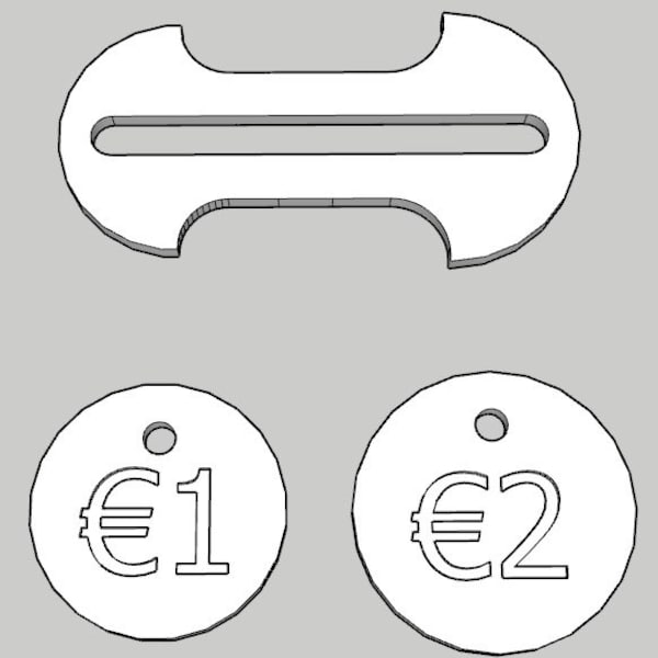 1 & 2 Euro Shopping Cart key (Removable)