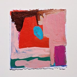 Casa Rosa Original Abstract Painting on Paper
