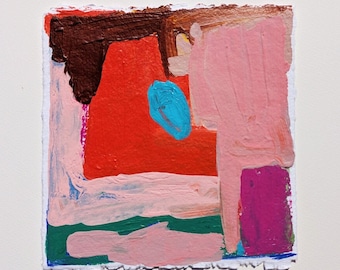Casa Rosa Original Abstract Painting on Paper