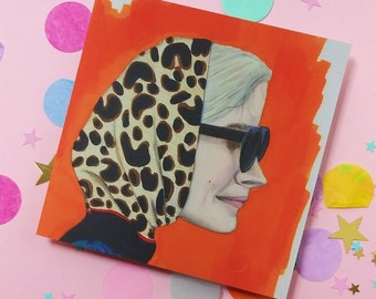 Lady in Leopard Square Postcard
