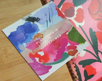 Abstract Art Postcard, "Your Blackness is Your Superpower" Quote