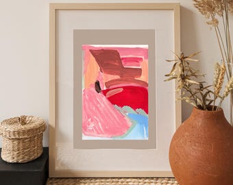 Original Contemporary Abstract Painting on Paper Titled "Lost in the Sauce"