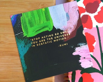 Rumi Motivational Quote Square Postcard