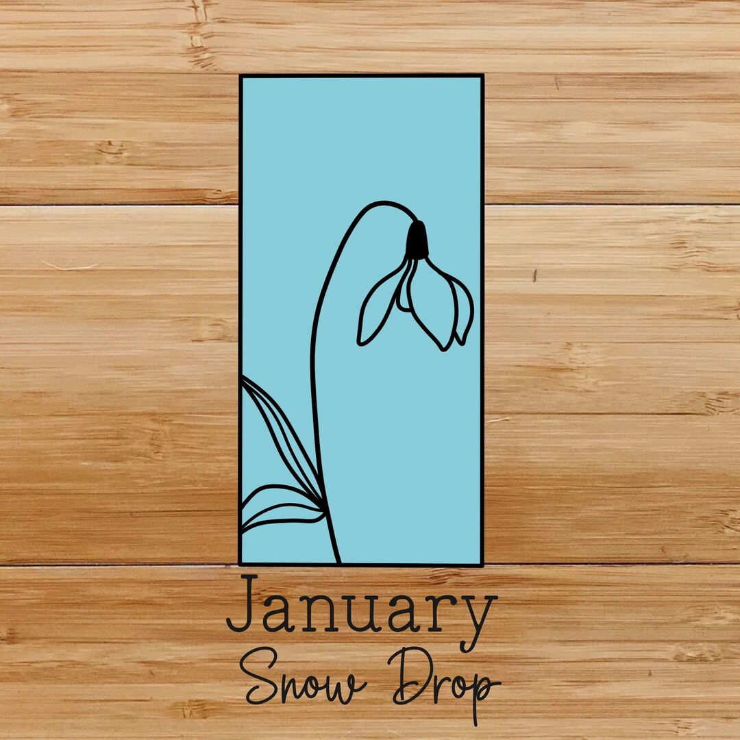 January Snow Drop Birth Flower Sticker Waterproof Sticker - Etsy
