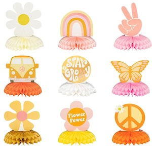 Groovy Centerpieces Two Groovy Party Groovy One Flower Power Birthday Retro Party Decor Groovy Birthday Groovy Baby Shower 70’s Retro Hippie