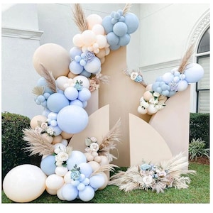 150 PCS Baby Blue Pastel Balloon Arch Kit Boy Birthday Decoration DIY Blue Beige Balloon Garland Baby Shower Wedding Bridal Shower Decor