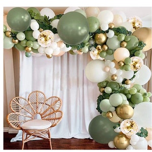 Sage Green Balloon Garland Kit Boho Balloon Arch for Baby Shower Wedding Bridal Shower Neutral Green Party Decorations Olive Balloons