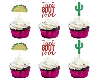 Taco Bout Love Cupcake Topper Bridal Bachelorette Wedding Fiesta Party Fiesta Cupcake Toppers Party Decorations 1st Birthday Cinco De Mayo