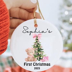 Personalized Baby&#39;s First Christmas Ornament, First Christmas Gift For Newborn Baby Girl, New Parent Ornament, Birth Announcement Keepsake