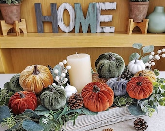 Mini Velvet Pumpkins Fall Decoration Table Centerpiece Modern Rustic Wedding Decor Farmhouse Decor