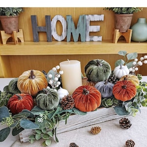 Mini Velvet Pumpkins Fall Decoration Table Centerpiece Modern Rustic Wedding Decor Farmhouse Decor