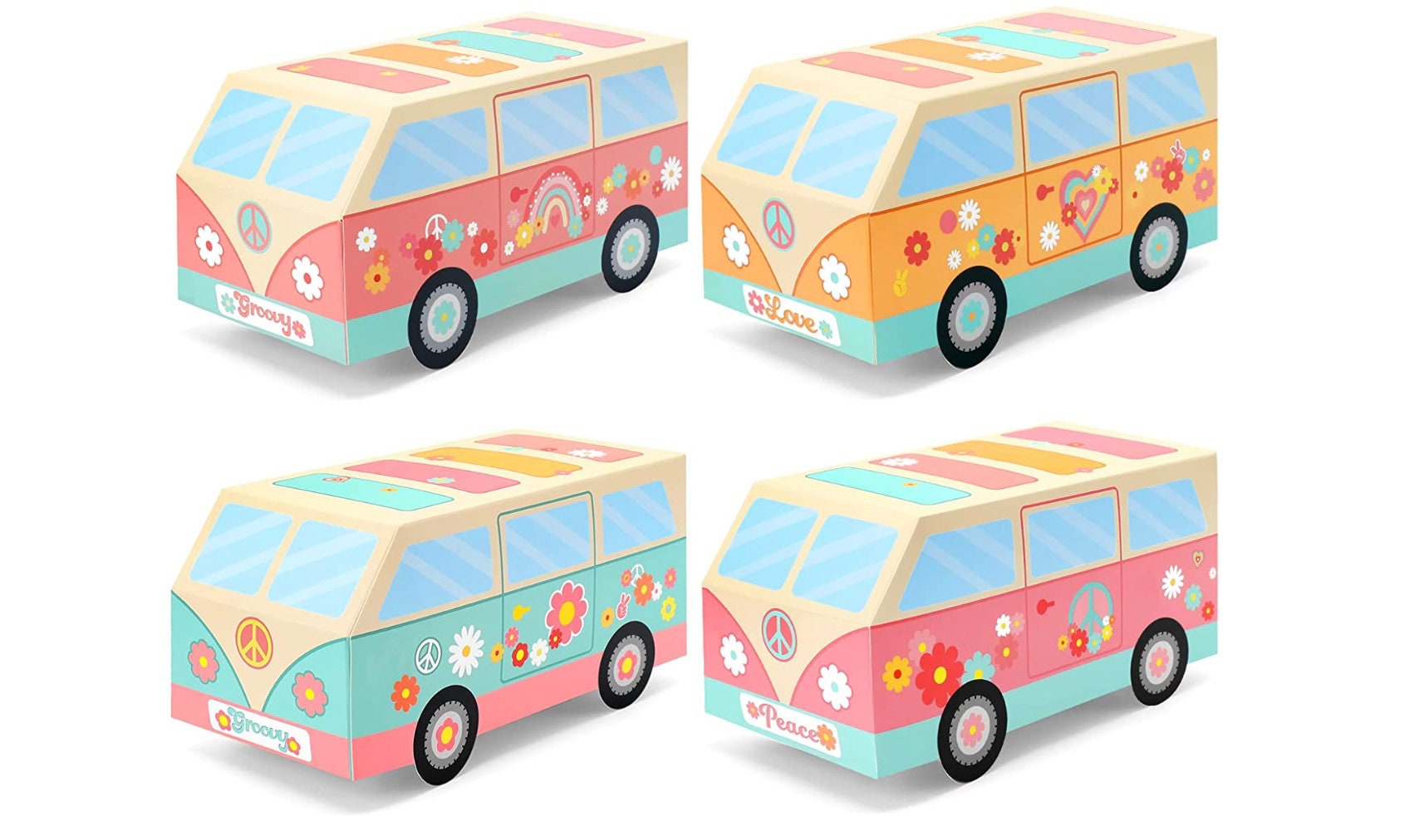 12 PC Groovy Retro Hippie Boho Party Favor Boxes for Tables Centerpiece Daisy Flower Birthday Decor Favors for Girls Baby