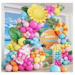 Tropical Balloon Garland Arch Kit Luau Hawaiian Party Decor Palm Leaves Balloons Summer Pool Birthday Aloha Tiki Beach Theme Supplies