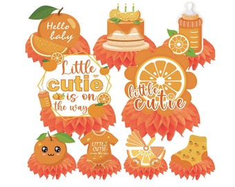 Little Cutie Baby Shower Decorations Orange Table Centerpieces A Little Cutie Is on the Way Fruit Theme Party Decor Girl Baby Shower