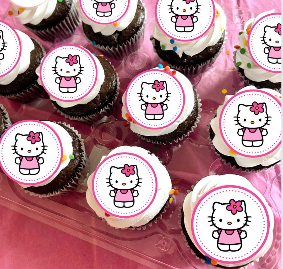 Pink Hello Kitty Edible Sugar Sheet for Cupcakes, Cookies, Oreos ...
