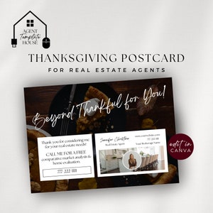 Thanksgiving Real Estate Postcard, Fall Postcard, Canva Template Thanksgiving Realtor Marketing Farming, Hello Neighbor Card, Agent P104