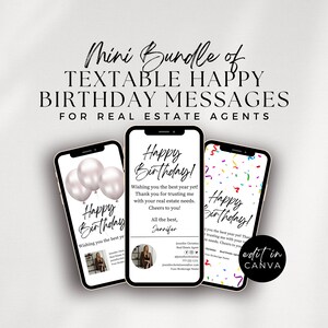 Alles Gute zum Geburtstag Kunden Textable Bundle für Makler, Kunden Geburtstagsgeschenk, Geburtstagskarte, Digitale Karte, Postkarte Canva Template