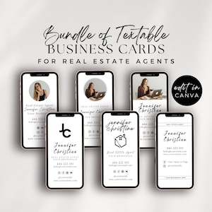 Textable Business Card Bundle Real Estate Agents, Digital Real Estate Business Cards, Realtor Marketing Branding, Modern Agent Marketing