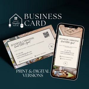 Luxury Real Estate Business Card, Real Estate Agent Card, Realtor Business Card, Canva Template, Digital Business, Agent Marketing B108