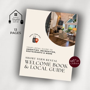 Livre de bienvenue AirBnb, guide de location à court terme pour les voyageurs, livret d&#39;hôte, livret de bienvenue VRBO, guide de maison Airbnb, forfait hôte, Airbnb Canva