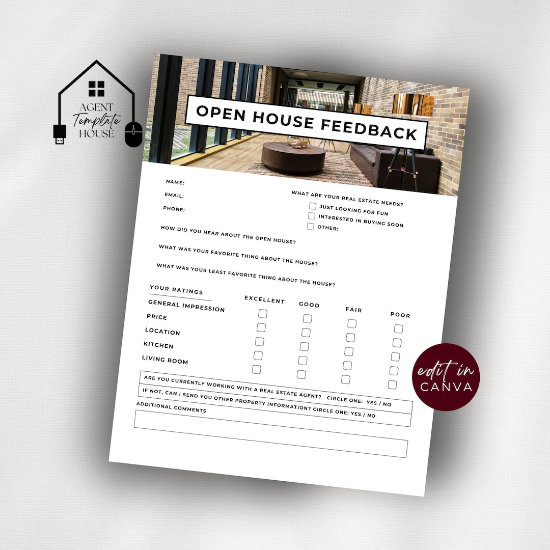 Open House Feedback Form, Real Estate Forms, Real Estate Questionnaire Template House Showing ...