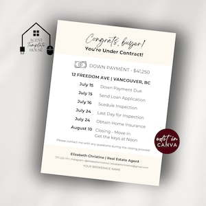 Under Contract Buyer Timeline, Closing Flyer, Buyer Checklist, Under Contract Flyer, Transaction Closing Timeline, Closing Checklist A102