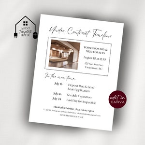 Under Contract Buyer Timeline, Closing Flyer, Buyer Checklist, Under Contract Flyer, Transaction Closing Timeline, Closing Checklist A104