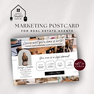 Monatliche Marktaktualisierungspostkarte, Immobilienpostkarte, Monatlicher Bericht, Canva-Vorlage, Maklermarketing, Maklerlandwirtschaft, Agent Digital P114