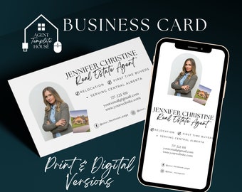 Real Estate Business Card Canva Template, Digital Textable Business Card, Agent Marketing, Realtor Card Design, Modern Real Estate B101