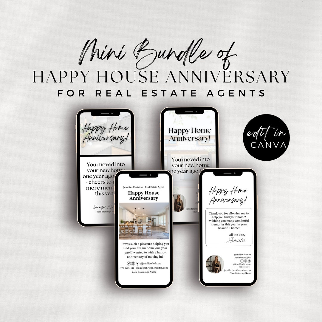 Happy House Anniversary Card Digital Textable Bundle, Housiversary ...