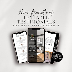 Testimonial Textable Bundle für Immobilienmakler, Käufer Verkäufer Bewertungsvorlage, Online Testimonial, Kundenposts, Immobilienbewertung