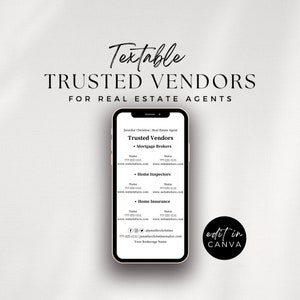 Real Estate Trusted Vendors, Preferred Service Providers, Contractor List, Realtor Referral Branding Textable, Real Estate Recommendations