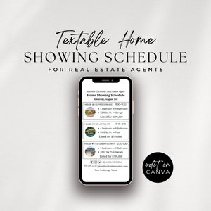 Textable House Hunting Schedule, Digital Showing Itinerary, House Hunting, Home Showing, Real Estate Marketing Template, Digital Real Estate