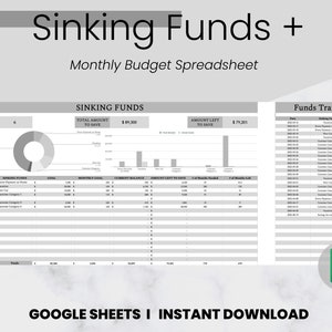 Sinking Funds Google Sheets Spreadsheet Template, Monthly Budget Template Google Sheets, Finance and Savings Tracker, Cash Savings Planner