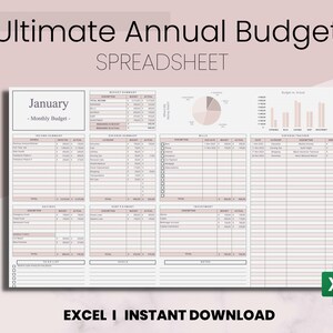 Ultimate Yearly Budget Excel Spreadsheet, Google Sheets Annual Budget Template, Expense Tracker Monthly, Small Business Finance Tracker