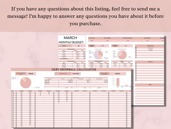 Debt Snowball Calculator Google Sheets Spreadsheet Excel Debt - Etsy